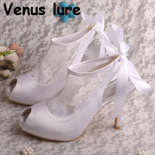 Brand Name Peep Toe Slingback High Heels Size 10 White Wedding Pumps for Bride