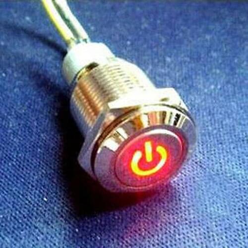 DYKB 16MM DC 12V Push Power Button Angel Eye Led Metal Switch Latching 3A Push ON OR Off FOR Auto CAR Lock