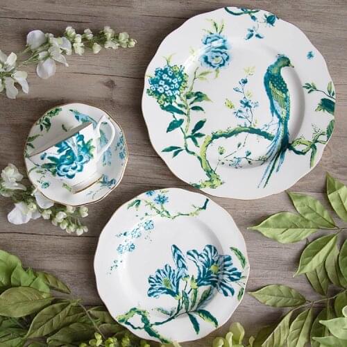 European Style Ceramic Coffee Cup And Saucer Afternoon Black Tea Cup Set Dessert Plate Bone China Tazas Cafe Drinkware E5