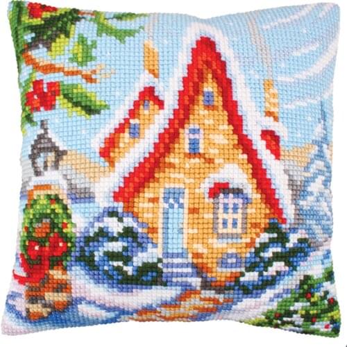 Latch Hook Cushion Snow scene Pillow Case Color Canvas Acrylic Yarn Latched Hook Pillow Kits Crochet Cushion Cover