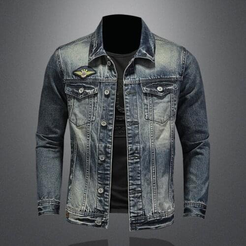 Men Vintage Pilot Denim Coat Bomber Jacket Slim Fit Jean Outerwear Fashion Mens Motorcycle Biker Jackets Drop Shipping