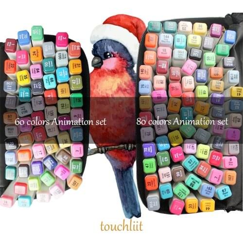 Touchliit Markers 60/80/168 Color Sketch Art Marker Pen Double Tips Alcoholic Pens For Artist Manga Markers Art Supplies School