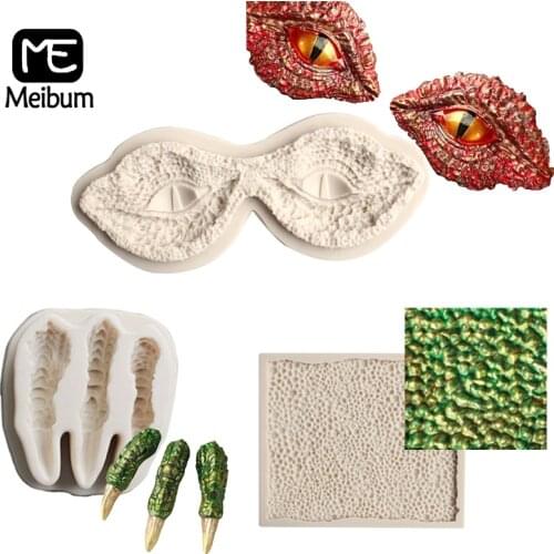 Meibum Dinosaur Suit Silicone Fondant Cake Mold Eyes Claws Skin Shape Sugar Craft Dragon Gum paste Decorating Mould Baking Tools