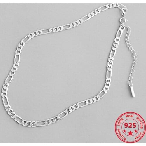 Pure Silver 925 Fashion Simple Chains Choker Necklace Fine Jewelry for Women