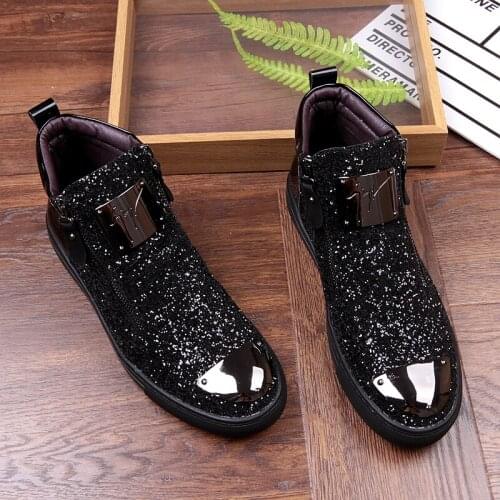 Men casual fashion Dress shoes zipper outdoor high-top boots business leather loafers flat Sapatos Chaussures Bottes Calzado