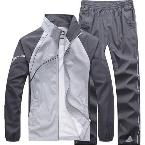 New Men Set Spring Autumn Tracksuit Man Sportswear 2 Piece Set Sporting Suit Jacket+Pant Sweatsuit Male Clothing Asian Size 5XL