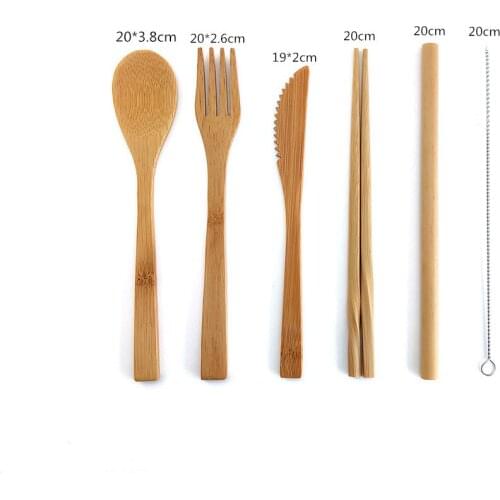 Free cutlery bag bamboo cutlery set chopsticks spoon portable cutlery cutlery cutlery travel environmentally tableware friendly