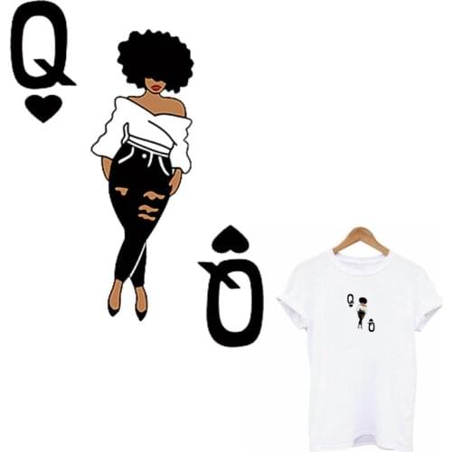 Letters Patch Fashion Women Iron On Transfer On Clothes Thermo-Stickers Black Girl Appliques Washable T-Shirt DIY On Jacket