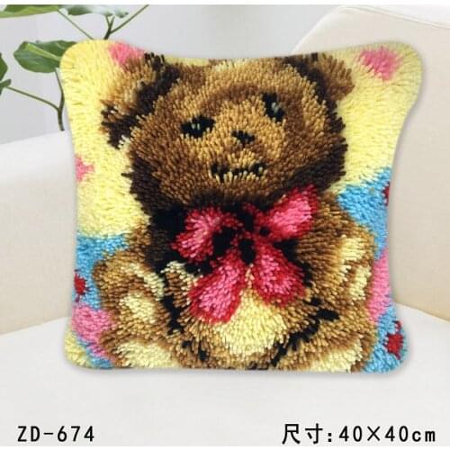 Animal Bear Needlework Pillowcase Latch hook rug kits back cushion Diy Carpet embroidery cross stitch thread embroidery kit