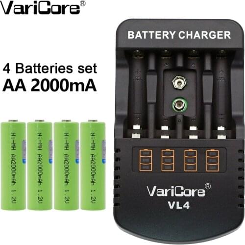 VariCore AA 2000mah 1.2V NiMH batteries for robotic remote control toys medical equipment A products+VariCore VL4 Charger