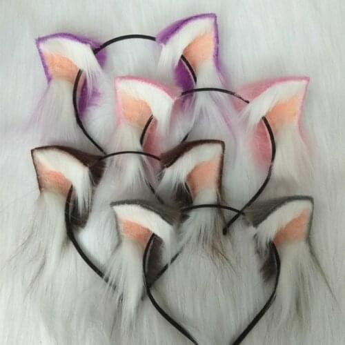 New Magic Cat ears headwear Hand Work headband white black purple fur Hair Hoop Hair Decorate accessories