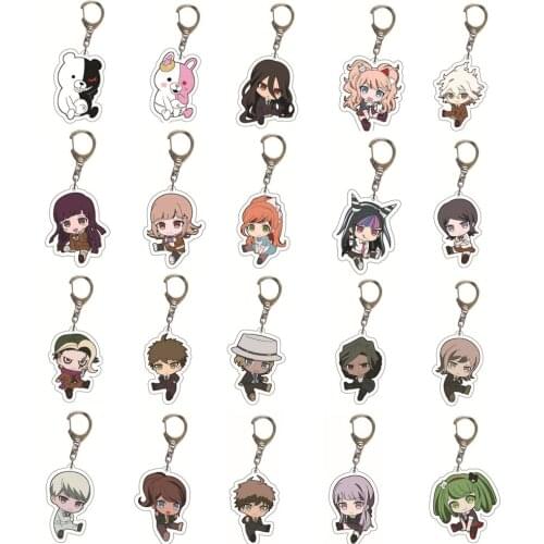 Wholesale 20Pcs Danganronpa Double Sided Acrylic Keychain Nanami ChiaKi Nagito Komaeda Anime Figures Key Chain For Fans Gift