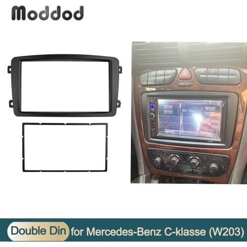 Fascia for BENZ C CLASS W203 Black Color Radio Refitting Dash Double Din Stereo Panel Mounting Installation Trim Kit Face