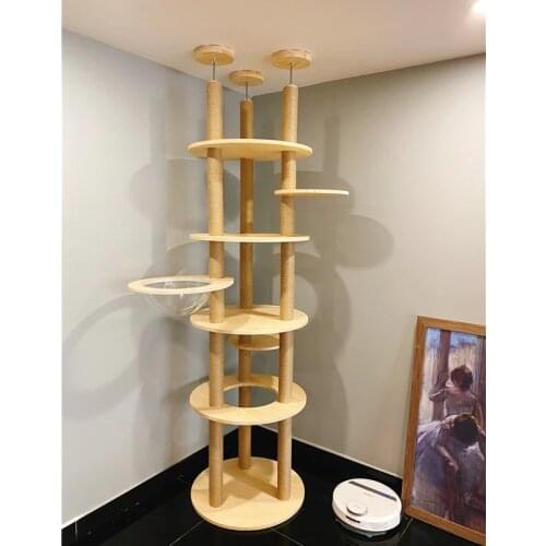 Solid Wood Cat Climbing Frame Tongtian Pillar Free Punching Large Cat Tree Cat Jumping Platform Cat Litter