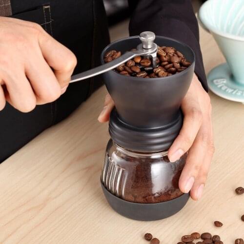 Hand Coffee Mill Coffee Bean Grinder with Glass Storage Tank Portable Manual Coffee Grinder with Reusable Creative Burr