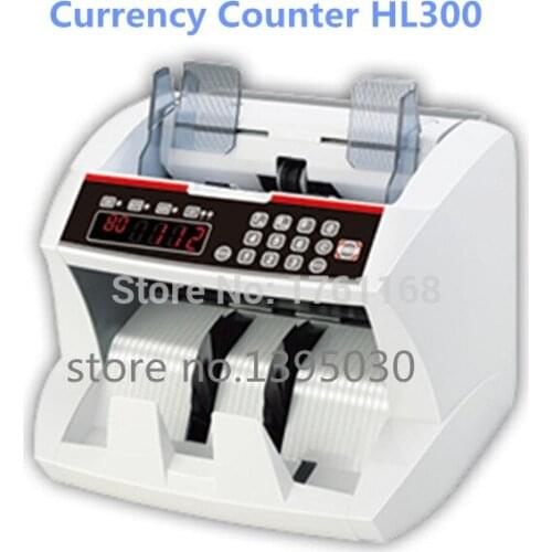 Bill Counter Front Loading Vertical Currency Counter with EU+US+RMB+HK +RS -HL300 Cash Counting Machine with English manual