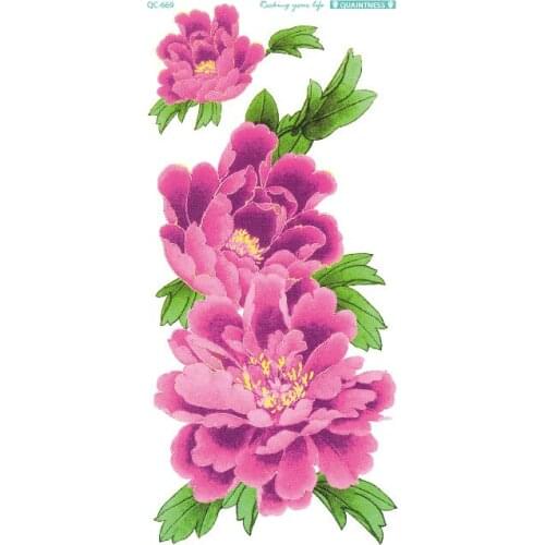 Rocooart QC-669 Sexy Peony Tatuaje For Women Body Flash Taty Lady Waterproof Temporary Tattoo Sticker Girls Tatuagem Fake Tattoo