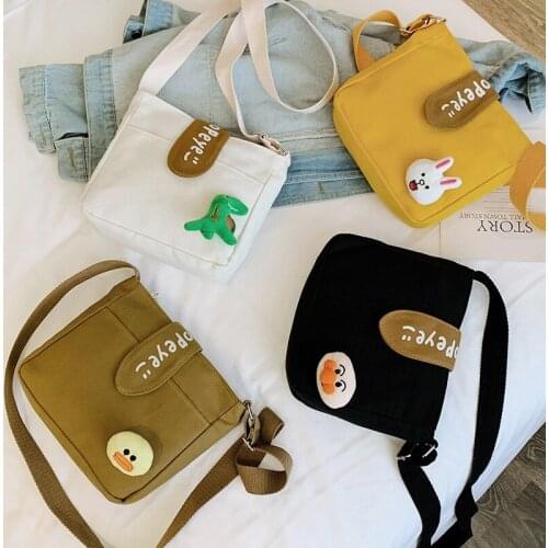 Ins Korean Version New Product Crossbody Bags Fashion Casual Travel Shopping Canvas Messenger Bags Cute Animal Shoulder Bags