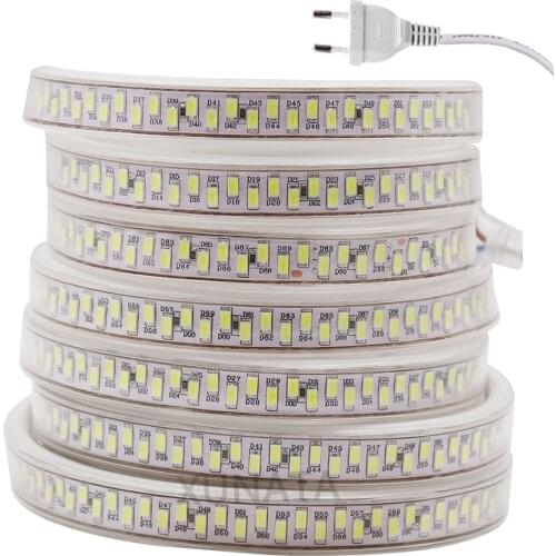 220V 110V LED Strip IP67 Waterproof EU US UK Plug Super Bright Indoor Outdoor Lighting SMD 5730 180LEDs/m Flexible Light Lamp