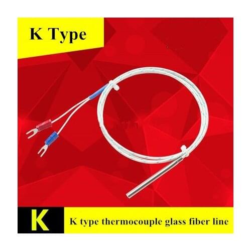 Stainless steel tube temperature probe glass fiber line K E J type thermocouple