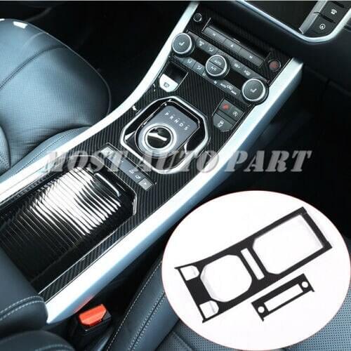 ABS Plastic Carbon Fiber Look Interior Center Console Gear Panel Trim For Land Rover Range Rover Evoque 2012-2018 2pcs Car Trim