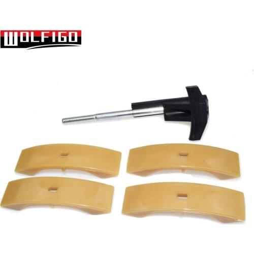 WOLFIGO New 4 Turbo Timing Camshaft Chain Tensioner Shoe Pads +1 Halter For VW Audi 1.8T,2.7 058109217B, 058109088B 5PCS