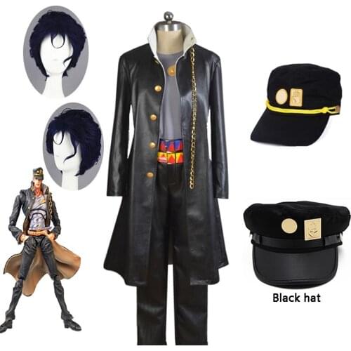 Anime JOJO JoJos Bizarre Adventure Kujo Jotaro women Cosplay Costume Halloween men Cosplay Costume and wig Send hat