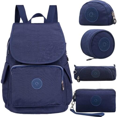 ACEPERCH Women Original Backpack 5Pcs/Set Girl School Bag Nylon Waterproof Backpack Mujer mochilas escolares sac a dos femme