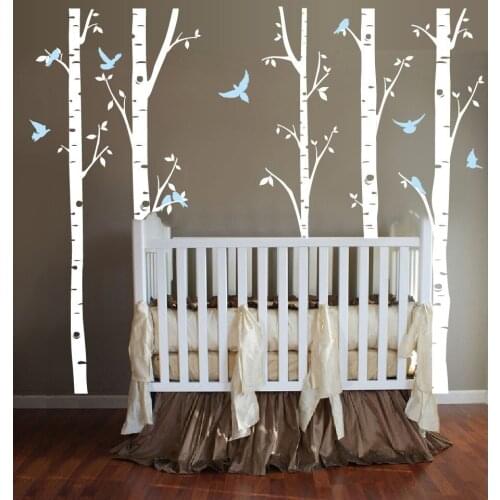 Winter Beautiful Baby Nursery Tree Pattern Art Wall Murals Home Livingroom Sweet Decor Wall Stickers Vinyl Birds Pattern Wm-588