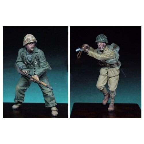 1/35 Scale WW2 Pacific War US Army and Japanese Wrestling 2 People Miniatures WWII Resin Model Kit Figure Free Shipping
