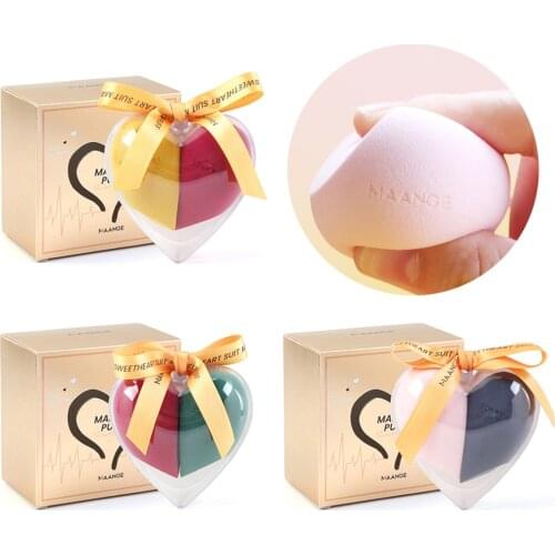 2pcs Heart Shape Makeup Sponge Pro Cosmetic Puff For Foundation Concealer Cream Make Up Soft with Storage Box Gift