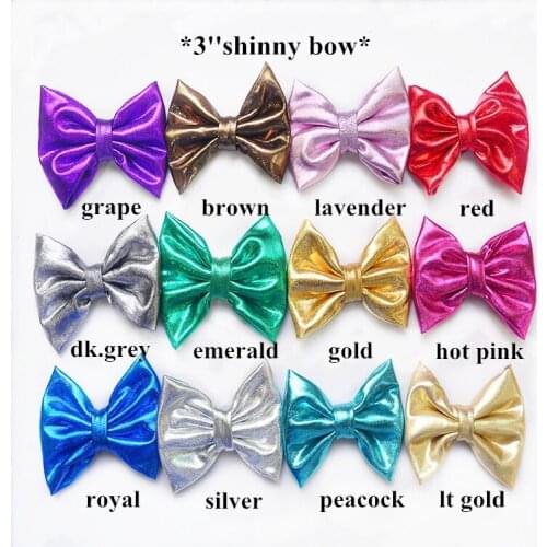 30 pcs/ lot , hair bows , 3 '' Shiny Metallic Hair Bow , glitter headband bow 12 colors for choose , bowknot headwear