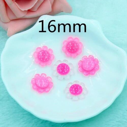 50pcs/lot flat back resin flower mix colors DIY resin cabochons accessories 16mm