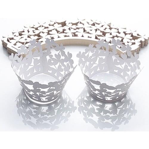 50pcs Little Vine Laser Cut Cupcake Wrappers Decor Wedding Birthday Party Decoration Baby Shower Wrap Christmas Party Supplies