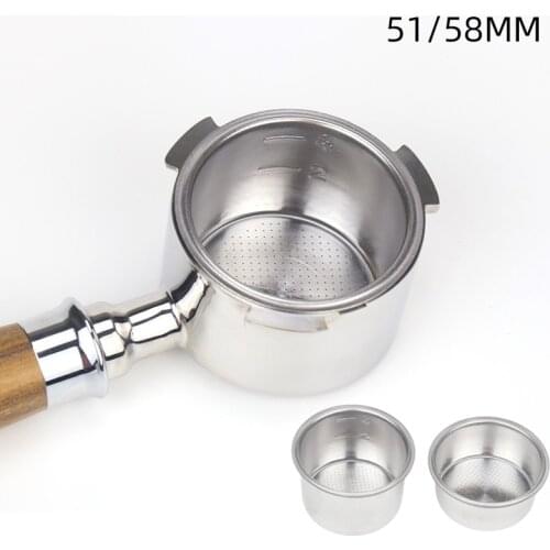 51/58mm 1Cup 2Cup Clean Basket Pressure Coffee Machine Filter Single Double Cup 304 Stainless Steel Single Layer Portable Filter