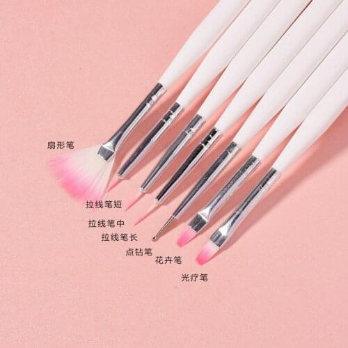 7pcs/set Nail Tools Nail Pencil Pigmented Adhesive Crayon Carved Pen Bgirl Draw Line Pen Nail Art Brush Manicure Women Girls