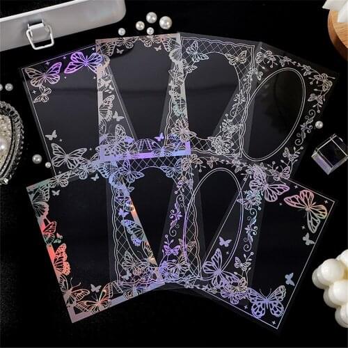 8 Sheets Transparent Laser Vintage DIY Scrapbooking Hand Account Journal Album Decorations School Stationery Office Supplies