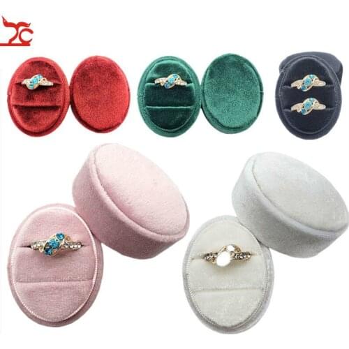 Velvet Double Ring Box Oval Gift Box Wedding Ceremony Rings Box Jewelry Packaging Box Ring Container Gift Boxes for Jewellery