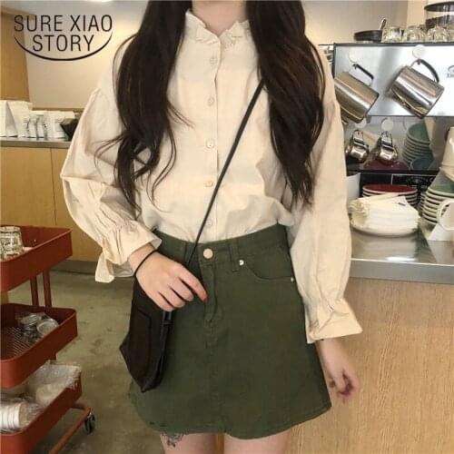 White Solid Blouse Women New Spring Shirt Female Korean Style Long Sleeve sweet Casual Tops Hot Sale All-match Stylish 11359