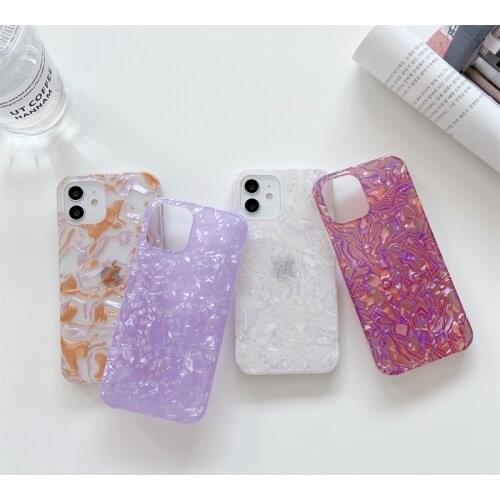 Glitter Dream Shell Pattern Phone Case For iPhone 12 Pro Max XR XS Max Soft IMD Protective Cover Coque For iPhone 11 7 8 Plus SE