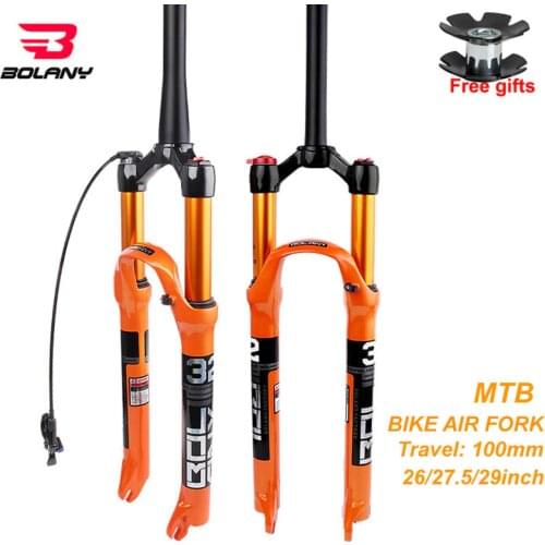 Bolany MTB Bicycle Fork Magnesium Alloy Air Suspension 26 27.5 29er Inch 32 HL RL100mm Bike Fork Lockout For Bicycle Front Fork