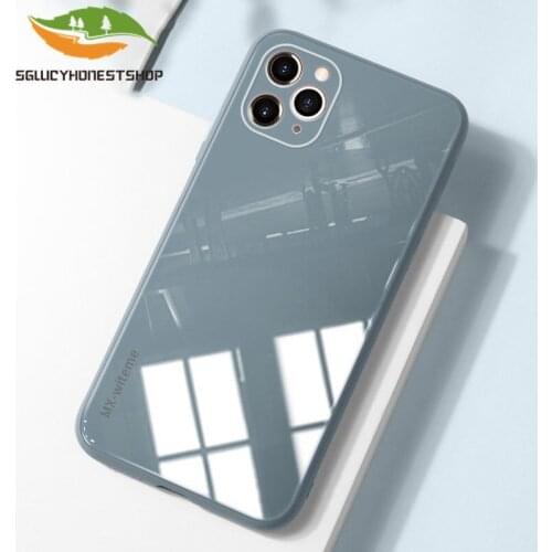 Luxury Tempered Glass Case For iPhone 11 Pro Max X XR XS MAX 7 8 Plus SE 2020 Glossy Liquid Silicone TPU Bumper Phone Cover Capa