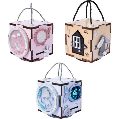 Kids Busy Activity Cube Busy Board Montessori Toy Kids Wooden Montessori Busy Board Box Gifts for Toddlers