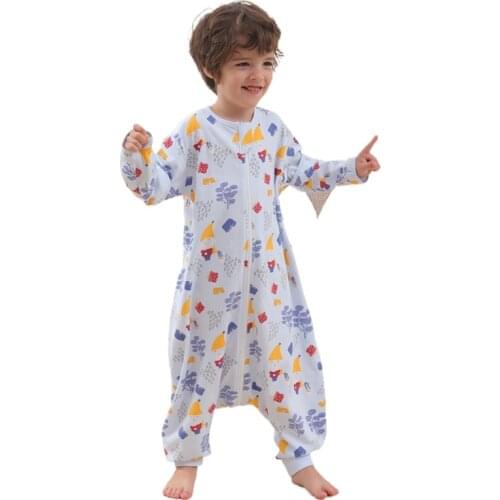 Adjustable Sleeve Baby Sleeping Bag Kids Printed Split Sleep Sack Children Spring Summer Play Sleep Gown Infant Sleepsack
