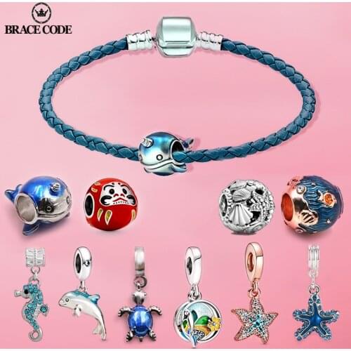 DIY New Marine Style Charm Women Necklace Bracelets set. Starfish Narwhal Dolphin Pendant Women Fine Bracelet Gifts