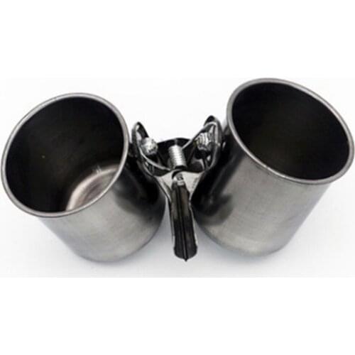 Stainless Steel Food Cage Accessories Small Animals Durable Water Stand With Clip Parrot Double Cups Bird Feeder