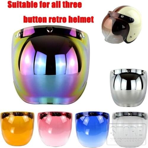 Motorcycle Helmet visor Lens Vintage General 3 button Bubble visors Mirror Helmet visors Shield Motorcycle helmet visor