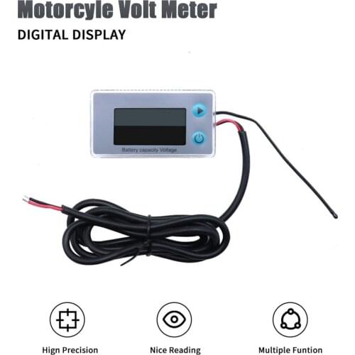 Multi-function Motorcycle 10-100V Voltmeter Temperature Battery Display 2 in 1 Digital Display Low Battery Alarm for Motor Bike