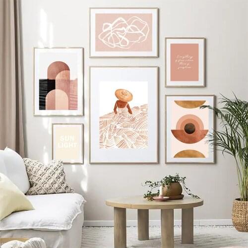 Fashion Girl Minimalist Color Block Abstract Art Canvas Painting Nordic Posters And Prints Wall Pictures For Living Room Decor