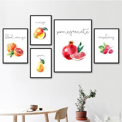 Kitchen Poster Apple Lemon Pear Pineapple Pomegranate Fruit Wall Art Canvas Painting Modern Simple Fruit Shop Decor Pictures